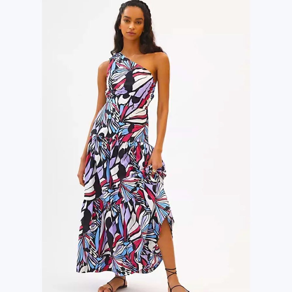 Maeve one shoulder printed maxi dress NWT